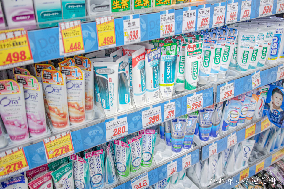 鹿兒島唐吉訶德天文館店牙膏類產品的選擇也很多，據說現在GUM牙膏在日本的銷量不錯
