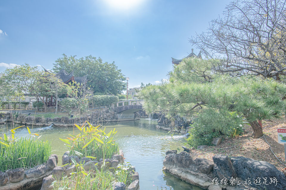 松、柏、竹相互交織的沖繩福州園
